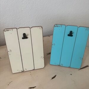 Set of 2 Distressed Clip Photo Frame Decor Rustic Farmhouse Tabletop Display